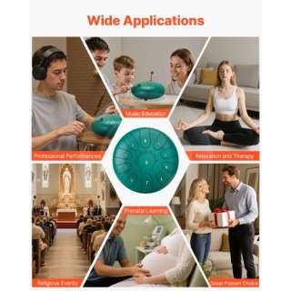 VEVOR Χάλκινο Τύμπανο 25.4cm, 11 Νότες, C Μείζονα, Πράσινο GSGLSGSG...