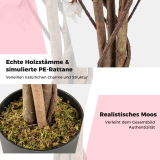 Costway Τεχνητό Δέντρο Μπουκαμβίλιας 120 εκ. με Ροζ Λουλούδια σε Γλ...