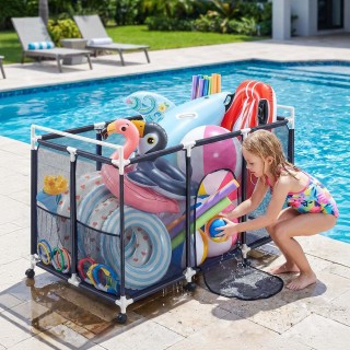 VEVOR Καρότσι Αποθήκευσης Πισίνας 159 x 81,5 x 91,5 cm με Ρόδες, Πλ...