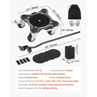 VEVOR Βαρέως Τύπου Έπιπλο Μεταφορέας με 5 Ρόδες, Ικανότητα 1200 Λίβ... VEVOR Βαρέως Τύπου Έπιπλο Μεταφορέας με 5 Ρόδες, Ικανότητα 1200 Λίβ...