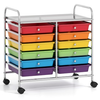 Costway Καρότσι με 12 Πολύχρωμα Στοιβαζόμενα Συρτάρια & Επιφάνεια ... Costway Καρότσι με 12 Πολύχρωμα Στοιβαζόμενα Συρτάρια & Επιφάνεια ...
