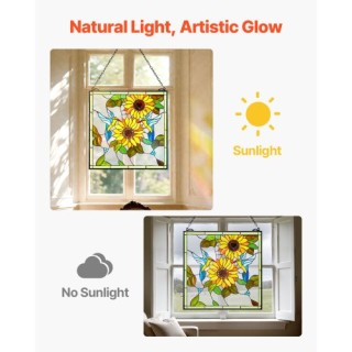 VEVOR Βιτρώ Κρεμαστό Παράθυρο Tiffany 20x20 Ίντσες με Αλυσίδα ZXFXC...