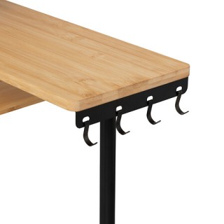 Γωνιακή Ραφιέρα 3 Επιπέδων από Μπαμπού & Μαύρο Ανοξείδωτο Ατσάλι 43...