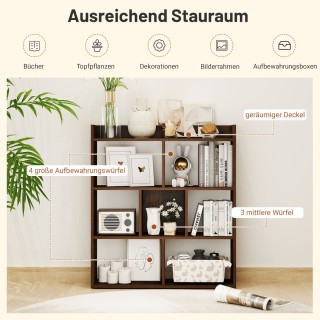 Costway Ραφιέρα με 7 Κυβικά Ράφια, 80 x 20 x 90 cm, Καφέ JV11676CF