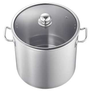 VEVOR Ανοξείδωτη Κατσαρόλα Stock Pot 19,9 L με Γυάλινο Καπάκι για Ε...