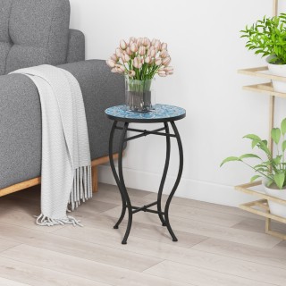 Costway Στρογγυλό Μωσαϊκό Τραπεζάκι Γαλάζιο-Μαύρο 35x55 εκ. GT4069 Costway Στρογγυλό Μωσαϊκό Τραπεζάκι Γαλάζιο-Μαύρο 35x55 εκ. GT4069