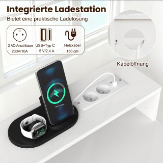 Costway Γραφείο Υπολογιστή με Ενσωματωμένες Πρίζες, Συρτάρι & 2 Ανο...