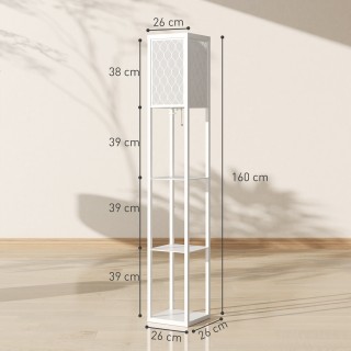 HOMCOM Μοντέρνα Λάμπα Δαπέδου 2 σε 1 με 3 Ράφια, Υποδοχή E27, 26 x ...