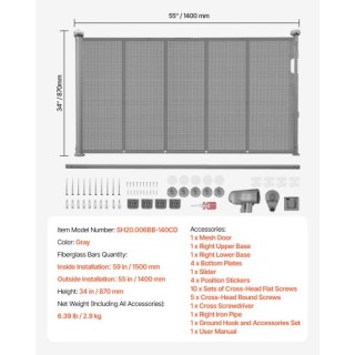 VEVOR Πτυσσόμενη Παιδική Πύλη 870 mm Ύψος, 1400 mm Πλάτος, Γκρι WZS... VEVOR Πτυσσόμενη Παιδική Πύλη 870 mm Ύψος, 1400 mm Πλάτος, Γκρι WZS...