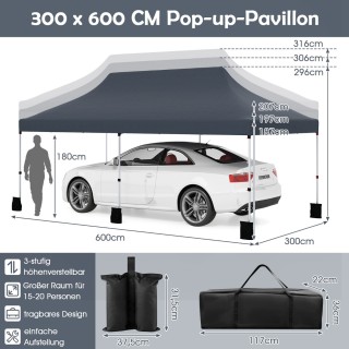 Costway Αναδιπλούμενη Τέντα Εκδηλώσεων 300 x 600 cm με Τσάντα Μεταφ... Costway Αναδιπλούμενη Τέντα Εκδηλώσεων 300 x 600 cm με Τσάντα Μεταφ...