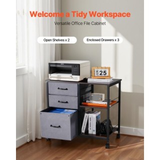 VEVOR Κινητό Μεταλλικό Ντουλάπι Αρχείων με 3 Υφασμάτινα Συρτάρια κα...