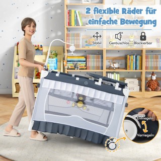 Costway Πολυλειτουργικό 4-σε-1 Βρεφικό Κρεβατάκι με Αποσπώμενη Κουρ...