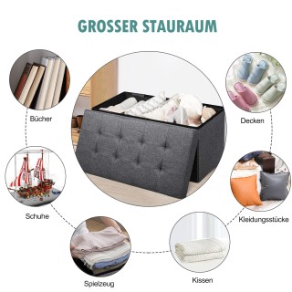 Costway Πτυσσόμενο Σκαμπό Αποθήκευσης με Επένδυση - Σκούρο Γκρι HW6... Costway Πτυσσόμενο Σκαμπό Αποθήκευσης με Επένδυση - Σκούρο Γκρι HW6...