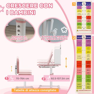 AIYAPLAY  Σετ Γραφείο και Καρέκλα για Παιδιά Ρυθμιζόμενα, Σχολικό Θ...