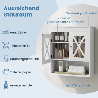 Costway Κρεμαστό Ξύλινο Ντουλάπι Μπάνιου με Ρυθμιζόμενο Ράφι BA8175WH Costway Κρεμαστό Ξύλινο Ντουλάπι Μπάνιου με Ρυθμιζόμενο Ράφι BA8175WH