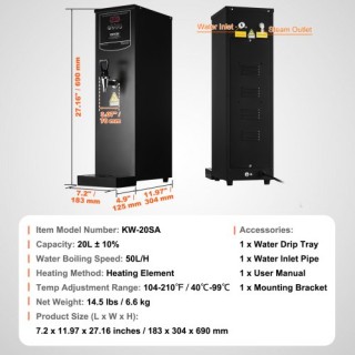 VEVOR Ηλεκτρικός Βραστήρας Νερού 20L από Ανοξείδωτο Ατσάλι SYKSQCG... VEVOR Ηλεκτρικός Βραστήρας Νερού 20L από Ανοξείδωτο Ατσάλι SYKSQCG...