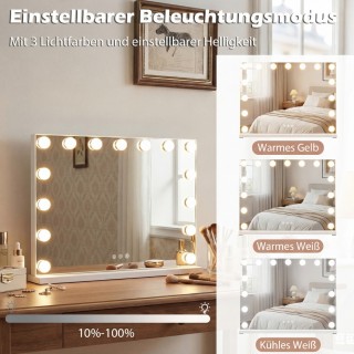 Costway Καθρέφτης Μακιγιάζ Hollywood με 3 Αποχρώσεις Φωτισμού & Ρυθ...