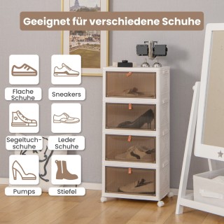 Costway Τετράριχτη Αποθηκευτική Κουτί με Καπάκι & Μαγνητικές Διαφαν...