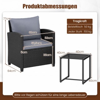 Costway Σετ κήπου ρατάν με 2 καρέκλες, μαξιλάρια και γυάλινο τραπέζ... Costway Σετ κήπου ρατάν με 2 καρέκλες, μαξιλάρια και γυάλινο τραπέζ...