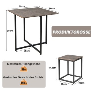 Costway Πενταμερές Σετ Τραπεζαρίας με Μεταλλικό Σκελετό σε Γκρι Από...
