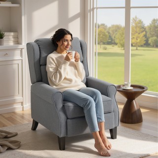 HOMCOM Πολυθρόνα Ξαπλώστρα 132° Μέγιστο, Υφασμάτινη με Εφέ Λινού κα...