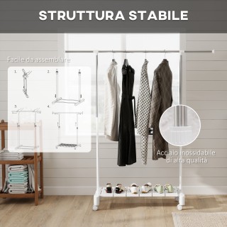 HOMCOM Επεκτεινόμενη Απλώστρα Ρούχων με Ρόδες και Φρένο, Ράφι για Π... HOMCOM Επεκτεινόμενη Απλώστρα Ρούχων με Ρόδες και Φρένο, Ράφι για Π...