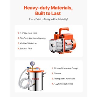 VEVOR Σετ Αποθάμβωσης με Θάλαμο Κενού 1.5 Γαλονιών και Αντλία Μονού...