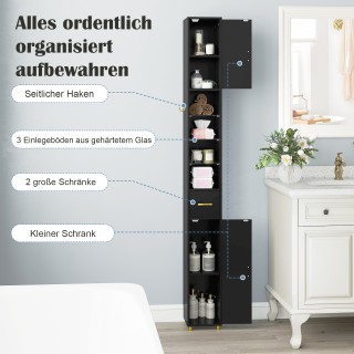 Costway Ντουλάπι Μπάνιου με Φωτισμό, Συρτάρι & 3 Γυάλινα Ράφια 181 ...