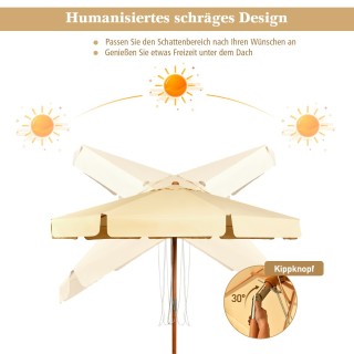 Costway  Πτυσσόμενη Ομπρέλα Ήλιου με Ρυθμιζόμενη Κλίση και Ανθεκτικ...