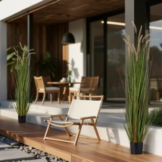 VEVOR Τεχνητό Φυτό Γρασίδι, 2 Τεμάχια 1499mm Ψάθα Καλάμι σε Γλάστρα...