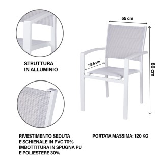 Galileo Καρέκλα εξωτερικού χώρου με μπράτσα από αλουμίνιο, PVC και ...
