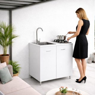 Shally Dogan Πλήρης Κουζίνα θευκός Πίνακας Μαγειρέματος 2 Εστιών Νε...