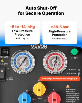 VEVOR Φορητός Ανακτητής Ψυκτικού Μέσου, 1 HP 220V 50Hz Διπλός Κύλιν...