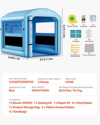 VEVOR Φουσκωτός Θάλαμος Βαφής 3x2.5x2.5m με Ισχυρό Φυσητήρα για Ποδ... VEVOR Φουσκωτός Θάλαμος Βαφής 3x2.5x2.5m με Ισχυρό Φυσητήρα για Ποδ...