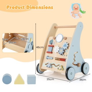 Costway Ξύλινος Παιδικός Περπατούρα με Πολυλειτουργικό Κέντρο Δραστ...