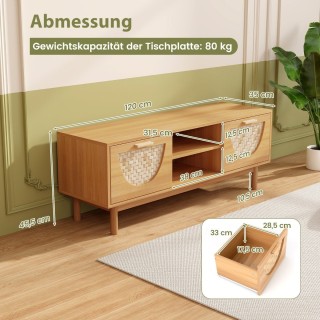 Costway  Κονσόλα Τηλεόρασης με Στυλ Mid-Century και Πλεκτές Μπαμπού...