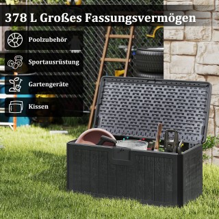 Costway Αδιάβροχη Κουτί Αποθήκευσης 378L για Κήπο με Κλείδωμα - Ιδ... Costway Αδιάβροχη Κουτί Αποθήκευσης 378L για Κήπο με Κλείδωμα - Ιδ...