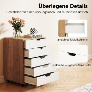 Costway Κινητό Ντουλάπι Φυσικό με 5 Συρτάρια και Ρόδες 48x39,5x65,5... Costway Κινητό Ντουλάπι Φυσικό με 5 Συρτάρια και Ρόδες 48x39,5x65,5...