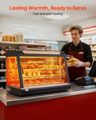 VEVOR Επαγγελματική Βιτρίνα Θερμαινόμενη 3 Επιπέδων 1400W με LED, Ρ...