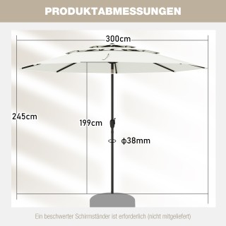 Costway Λευκή αεριζόμενη ομπρέλα βεράντας και τραπεζιού 3 επιπέδων ...