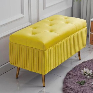 BAKAJI  Πουφ Πάγκος Αποθήκευσης σε Βελούδο Ορθογώνιο Μαλακό Ευρύχωρ...