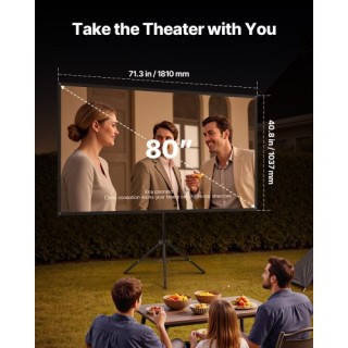 VEVOR Οθόνη Προβολέα με Τρίποδο 80 160° 4K HD 16:9 ZJSTYPMEKSJZ80OE...