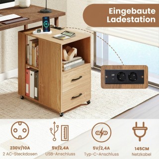 Costway Τροχήλατο Κομοδίνο 65,5 x 40 x 60 cm με Συρτάρι & Ράφια σε ...