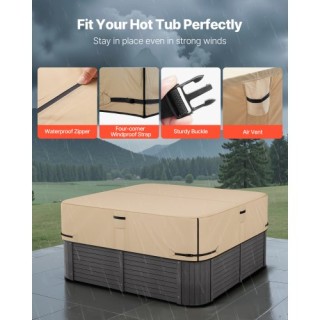 VEVOR Κάλυμμα Υδρομασάζ Εξωτερικού Χώρου 2160x2160x508mm Καφέ Αδιάβ... VEVOR Κάλυμμα Υδρομασάζ Εξωτερικού Χώρου 2160x2160x508mm Καφέ Αδιάβ...