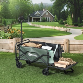 Outsunny Πτυσσόμενο Καρότσι Κήπου 72L με Ανοιγόμενο Πάνελ, από Ατσά...