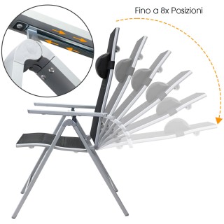 BAKAJI Σετ 2 Καρέκλες Κήπου Αλουμινίου Υψηλής Πλάτης Επιπλέον Επένδ...