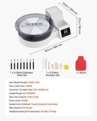 VEVOR Ηλεκτρικός Τροχός Κεραμικής 450W με Πεντάλ, 28 cm, Λευκός PDS... VEVOR Ηλεκτρικός Τροχός Κεραμικής 450W με Πεντάλ, 28 cm, Λευκός PDS...