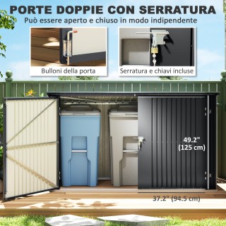 Outsunny Χαλύβδινοι κάδοι για 3 κάδους απορριμμάτων των 240L με 2 ... Outsunny Χαλύβδινοι κάδοι για 3 κάδους απορριμμάτων των 240L με 2 ...