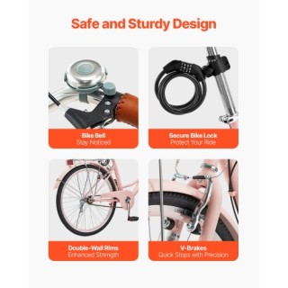 VEVOR 26-Ιντσών Ροζ Ποδήλατο Cruiser 1-Ταχύτητας με Καλάθι GK26INCH... VEVOR 26-Ιντσών Ροζ Ποδήλατο Cruiser 1-Ταχύτητας με Καλάθι GK26INCH...