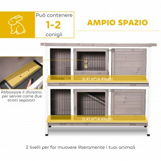 PawHut Διώροφη Ξύλινη Κουνελοτροφική Μονάδα με Ανοιγόμενη Στέγη, Τα... PawHut Διώροφη Ξύλινη Κουνελοτροφική Μονάδα με Ανοιγόμενη Στέγη, Τα...